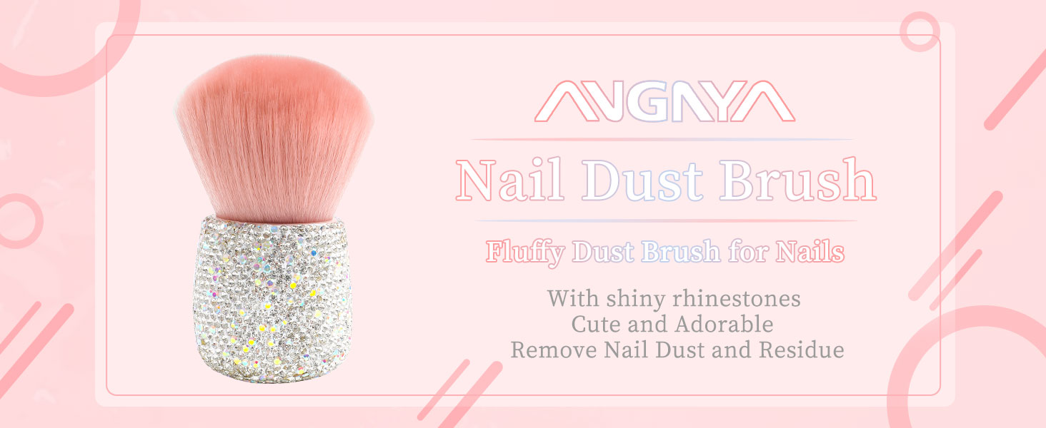 Nail Dust Brush with Shiny Rhinestones