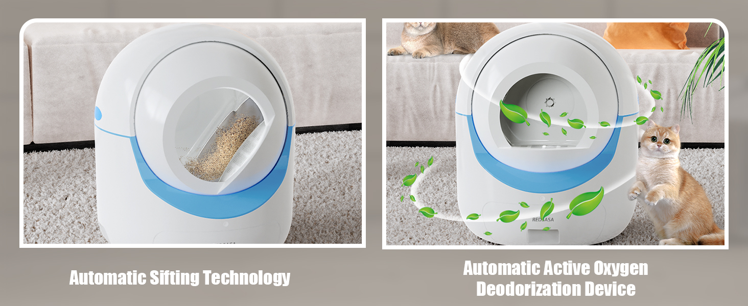 REDSASA SelfCleaning Litter Box, Automatic Cat Litter Box for Multi