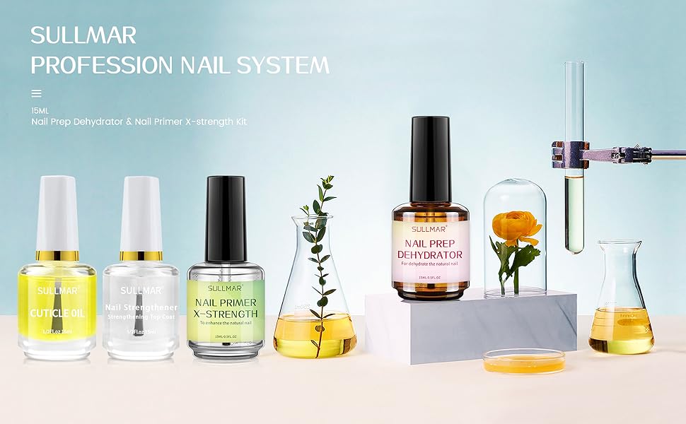 SULLMAR 15ml Nail Prep Dehydrator&Nail Primer XStrength Set, Nail Primer and