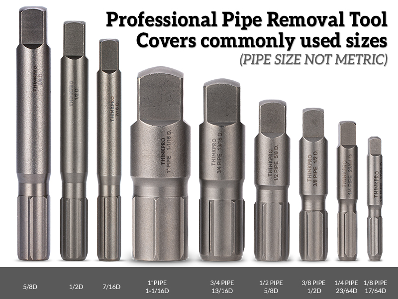 Thinkpro 9 Piece Pipe Extractor Set, 1/8 PIPE to 1" Tough Steel