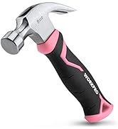 WORKPRO 8 oz Claw Hammer with Fiberglass Handle, All Purpose Hammer with Forged Hardened Steel He...