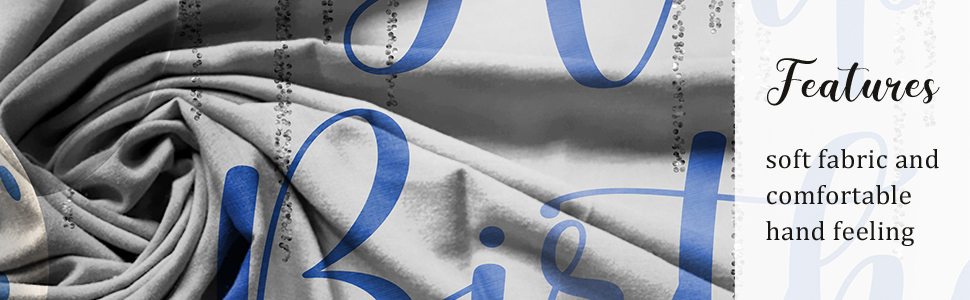 Royal Navy Blue Silver Happy Birthday Backdrop