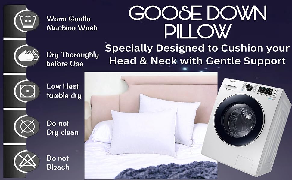 4All 1200gsm Goose Feathers Pillow Pair Extra Filling Hypoallergenic