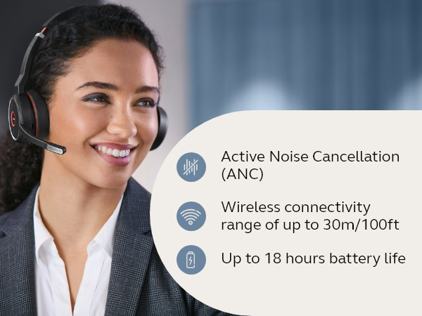 Jabra Evolve 75 SE - Wireless Headset for Calls and Music