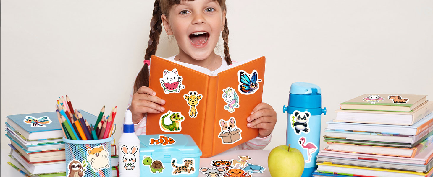 Cute Animal Stickers for Kids,Water Bottle Stickers for Kids,Waterproof Vinyl Stickers