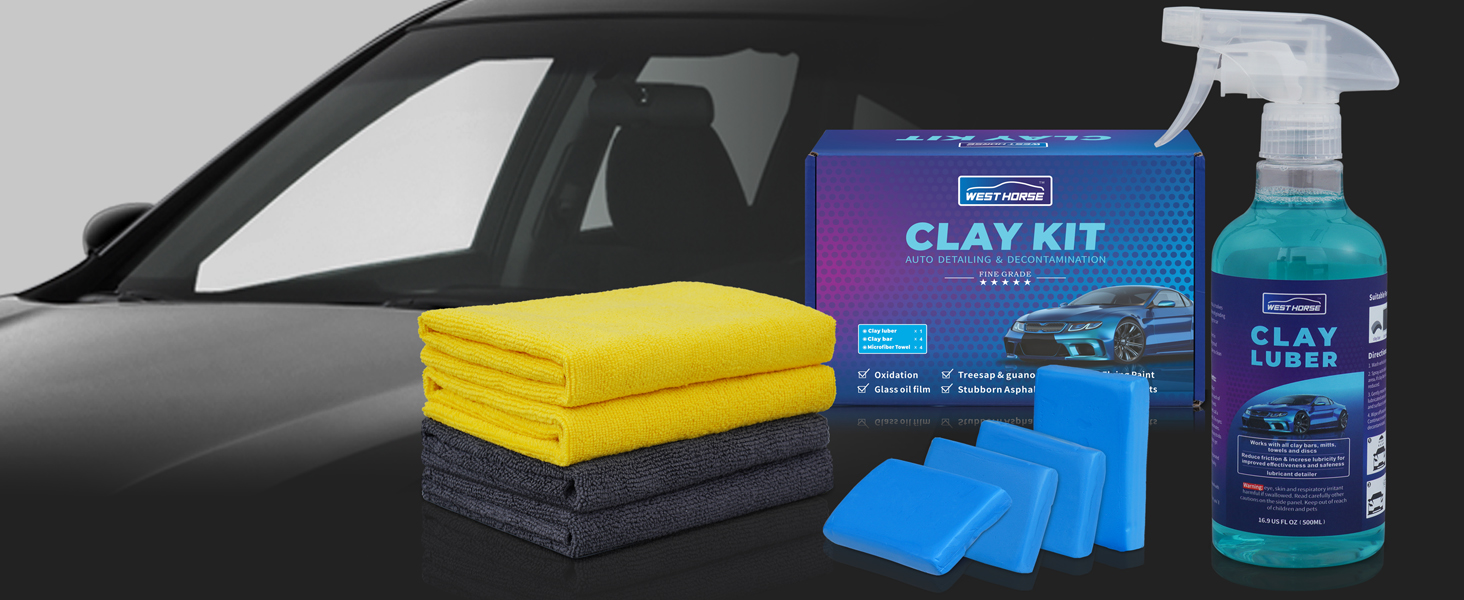 WEST HORSE Complete Clay Bar and Clay Luber Kit for Auto