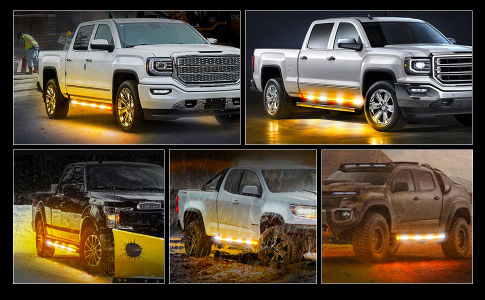 OPL5 2PCS 70 inch Amber White Emergency Truck Running Board Strobe