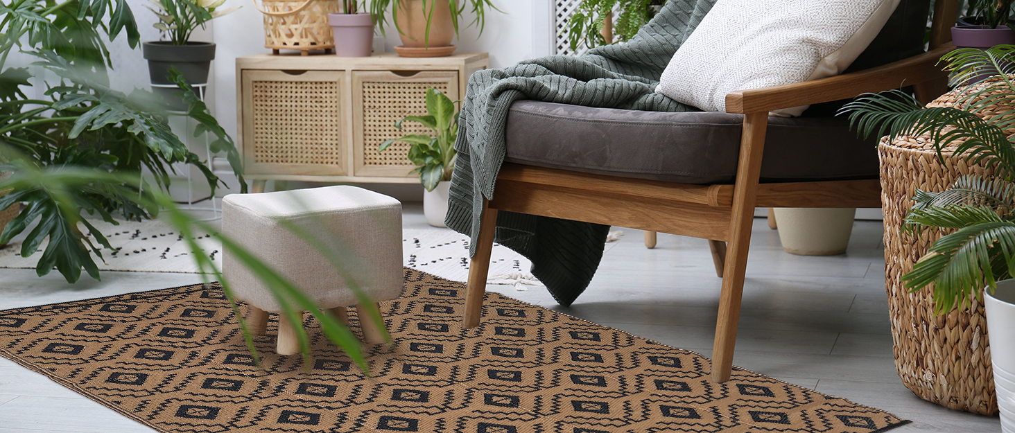 Outdoor Rugs Reversible Mats, 5'x8' Plastic Straw Rug for