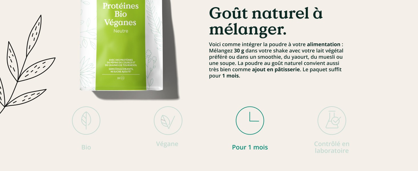 Protéines Bio Véganes Neutre en poudre