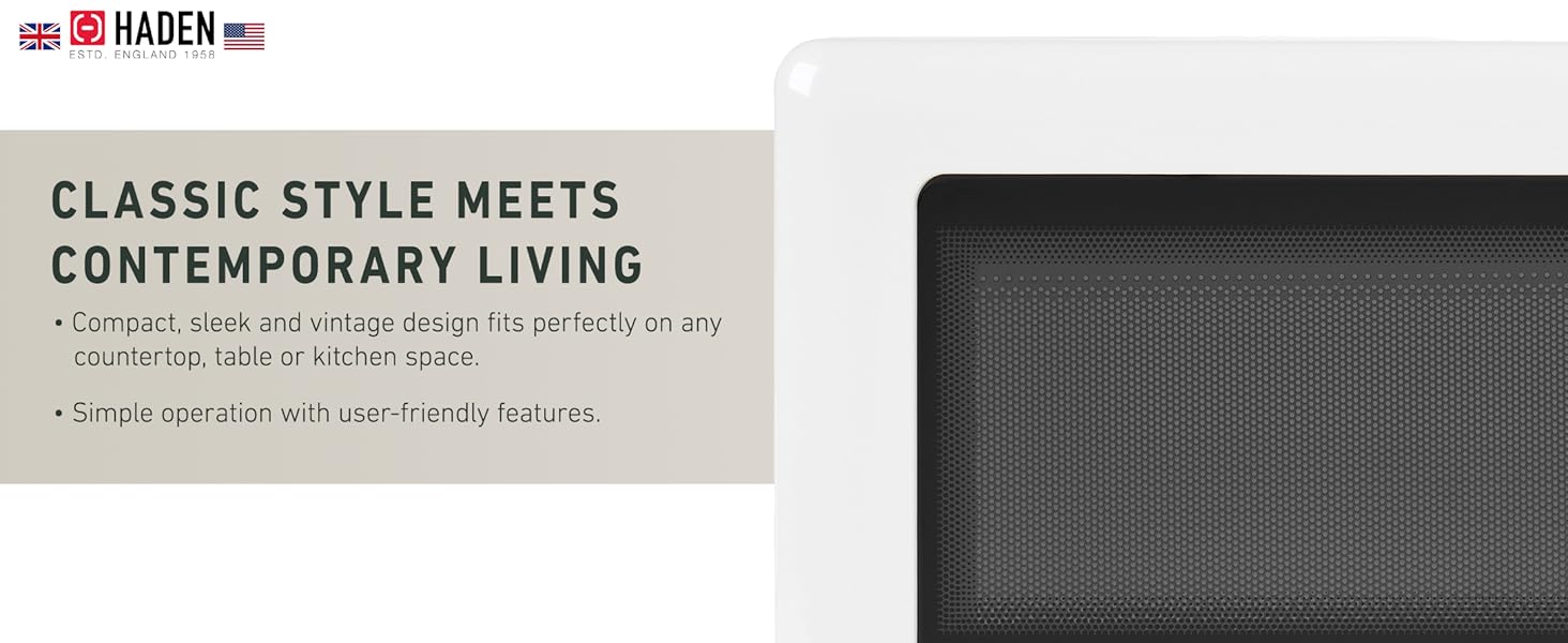 Haden 700 Watt 0.7 Cubic Foot Microwave Oven with Digital Controls, Ivory/Chrome