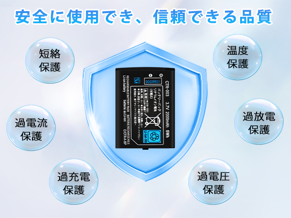 Amazon | OSTENT バッテリーパック 2000mAh 3.7V 充電式