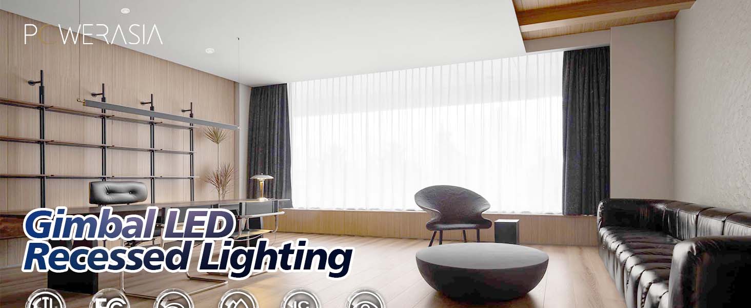 4 Pack 6 Inch Gimbal LED Recessed Lighting with Junction Box, 5CCT