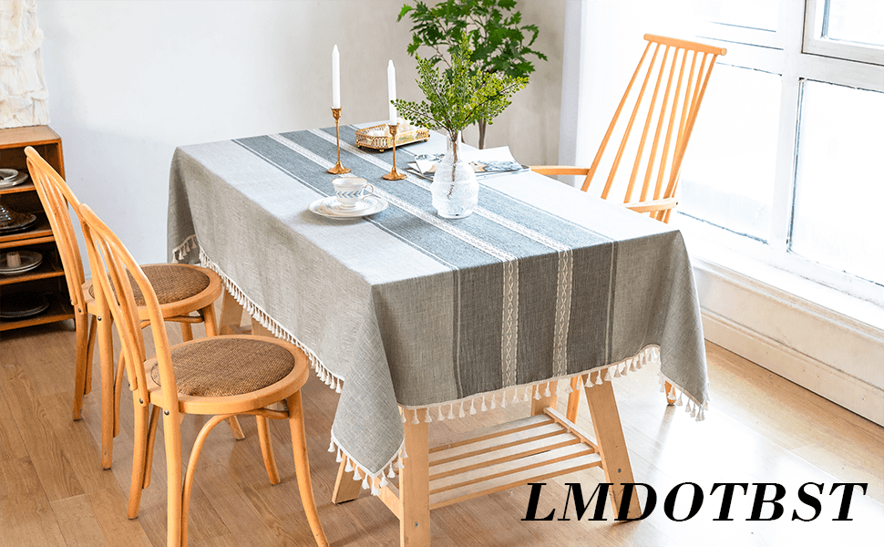 LMDOTBST Cotton Linen Tablecloth for Rectangle Table
