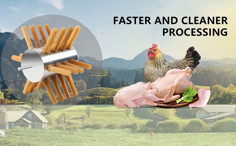 Hwedra Chicken Plucker Drill Attachments 24 Soft Fingers 3/