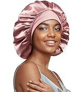 22 Momme 100% Real Mulberry Silk Bonnet for Sleeping Women, Large Hair Care Bonnet for Long Curly...
