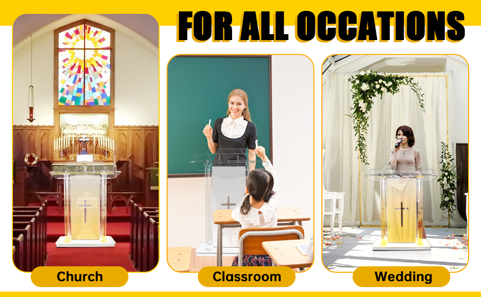 Soporte de podio acrílico transparente para iglesia