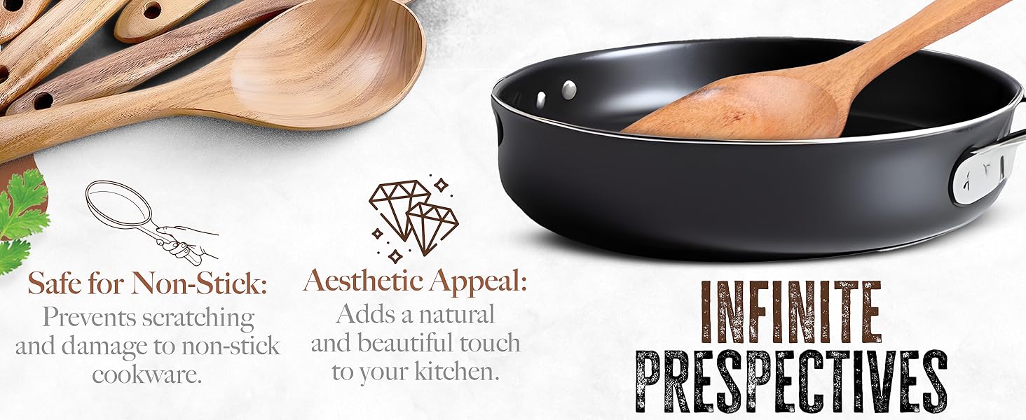 Wooden Spoons for Cooking - Smooth Finish Wooden Utensils for Cooking Soft Comfort-Grip Wood Spoons