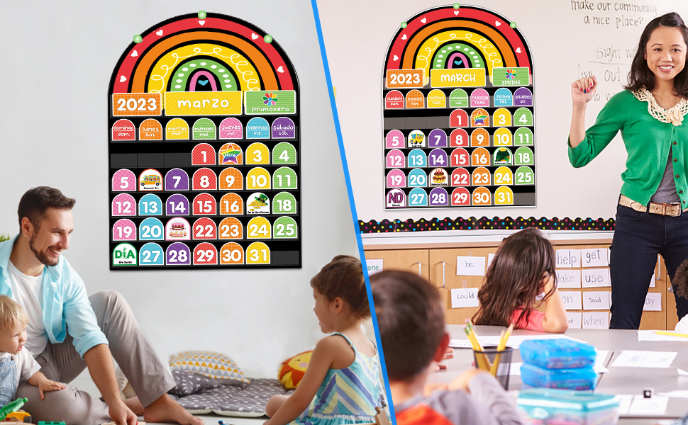 Topzh Monthly Calendar Pocket Chart for Classroom & Home