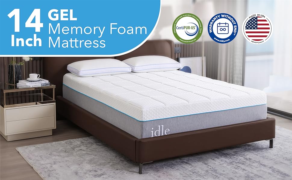 14 Inch King Size Memory Foam Mattress, Cooling Gel Foam