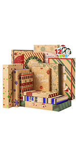 12 Pcs Christmas Aluminum Foil Kraft Paper