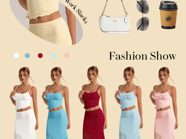 タマゴ_20250831_2 Amazon.com: GORGLITTER Women's 2 Piece Skirt Sets Lace Crop