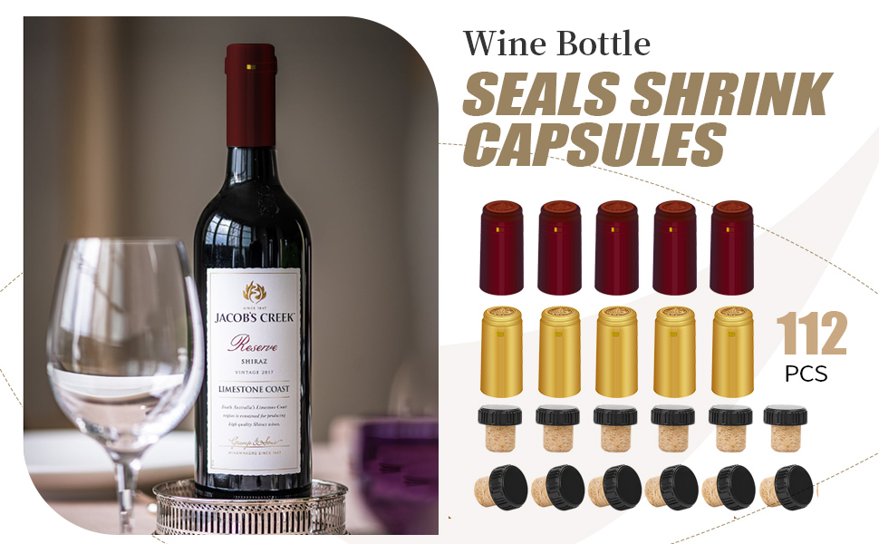 Wine Bottle Shrink Capsules & Corks Set Wine Shrink Capsules & Plastic Cork Stoppers