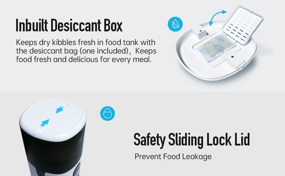 Petoday Automatic Cat Feeder, 6L Timed Cat Feeder with Desiccant Bag