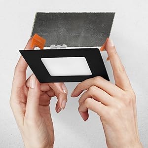 Easy installation of black square 3 inch LED recessed light