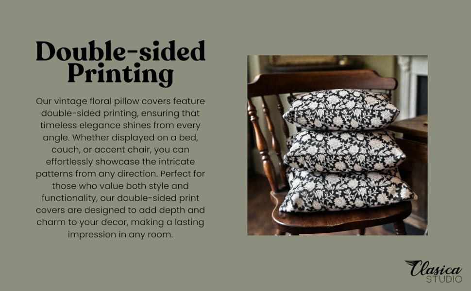 decorative floral pillow covers, accent pillow cover, black, neutral, 18x18, double-sided