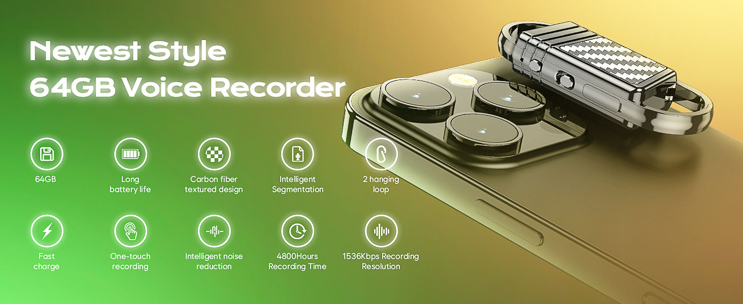 64GB 4800 Hours Voice Activated Recorder