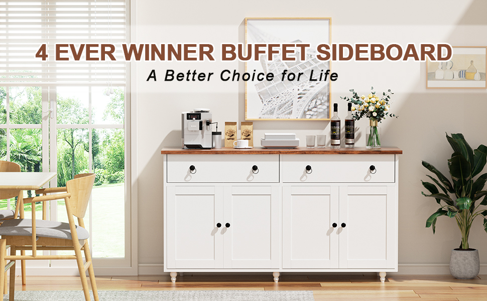 Buffet Sideboard Storage with 2 Drawers & 4 Doors