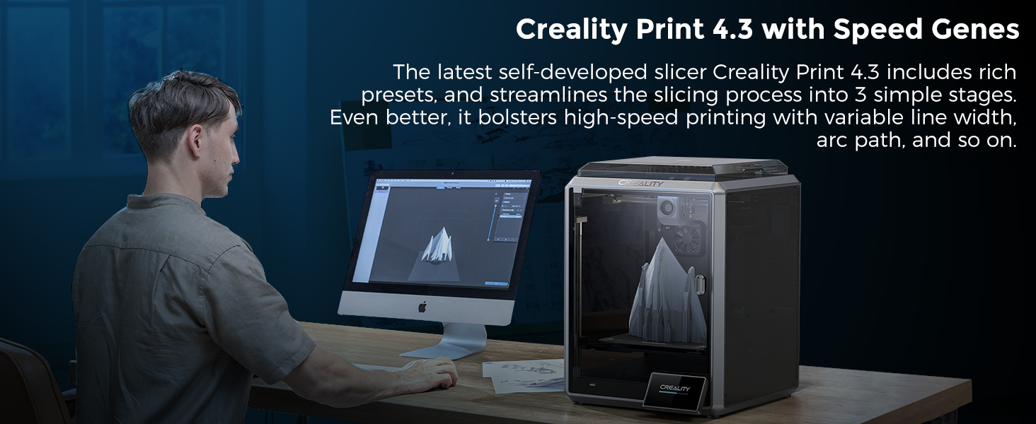 Creality K1 3D Printer with Auto Leveling 600mm/s Printing Speed 2000mm/s² Acceleration, 300℃ High-Temp 32mm³/s Flow Hotend Dual-Gear Direct Extruder Build Volume 8.66x8.66x9.84 inch 18 slicer for K1