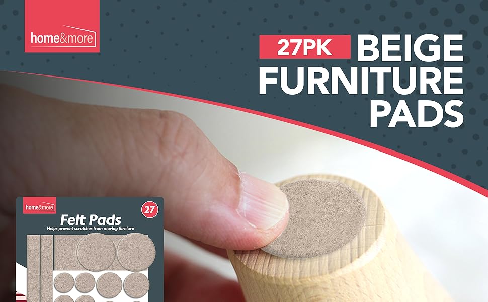 27pk Beige Furniture Pads Floor Protectors for Chairs Felt Pads for