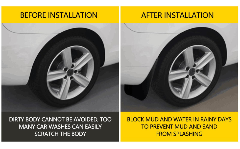 Mudflap for Tata Nexon with Screws before & After Installation