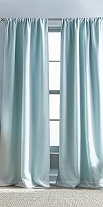 cleo aqua blue rod pocket curtain panel pair
