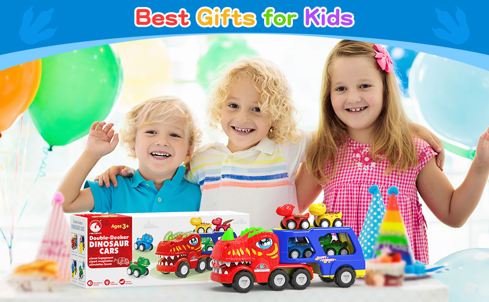 Toddler Car Toys for 1 2 3 4 Year Old Boy Kids Toys, 5in1 Dinosaur Transport