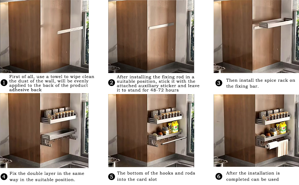 Holocky Hanging Spice Rack Wall Mount 2Tier SpaceSaving