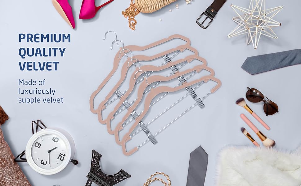Premium Velvet Skirt Hangers (20 Pack) Non Slip Velvet Pants Hangers