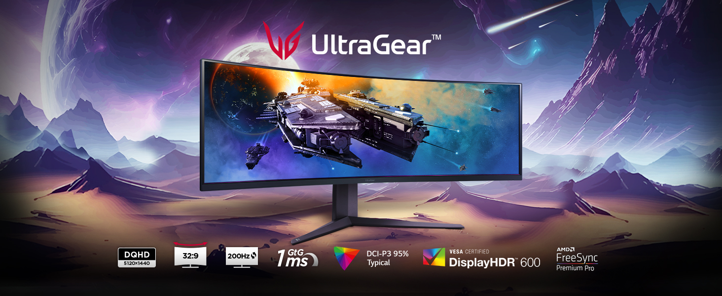LG Electronics 45GR65DCB Ultragear™ DQHD 44.5" , 5120 x 1440, 329, AMD FreeSync™, HDR10, 95
