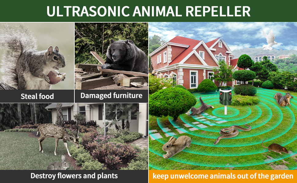 solar animal repeller ultrasonic pest cat repellent outdoor spray squirrel deterrent devices