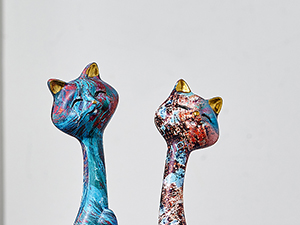 Cat Statue Oil Painting Cat Couple Sculptures