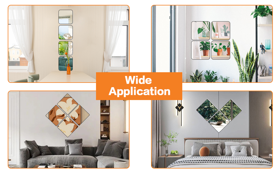 MaudCara Self Adhesive Acrylic Mirror,20x 20 cm 4 Pack Full Length Wall