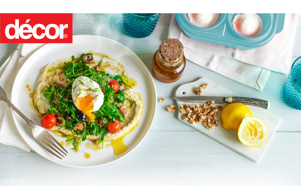 Décor Microwave Egg Poacher Cups for 4 Food Grade Poached Egg Maker