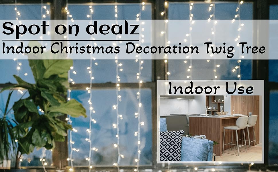 Spot on dealz® 48 LED Twig Tree With Lights Indoor Christmas Decorations Home PreLit Jewelled