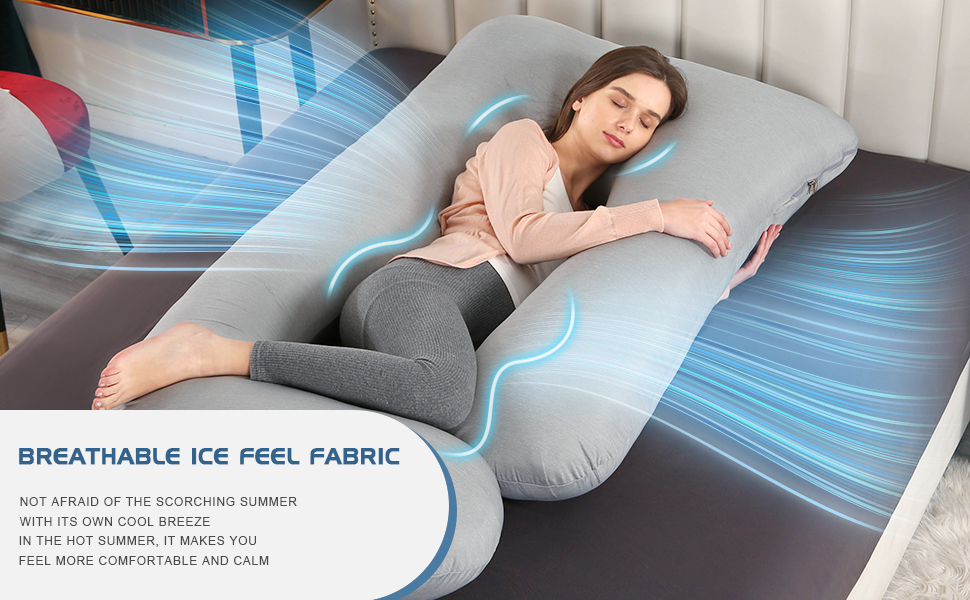 Wndy's Dream Pregnancy Pillow with Cooling Cover, Side J Type Full-Body Pillow for Back, Legs and Belly Support, Comfortable Slumber for Pregnant Women(Grey)… 12 2