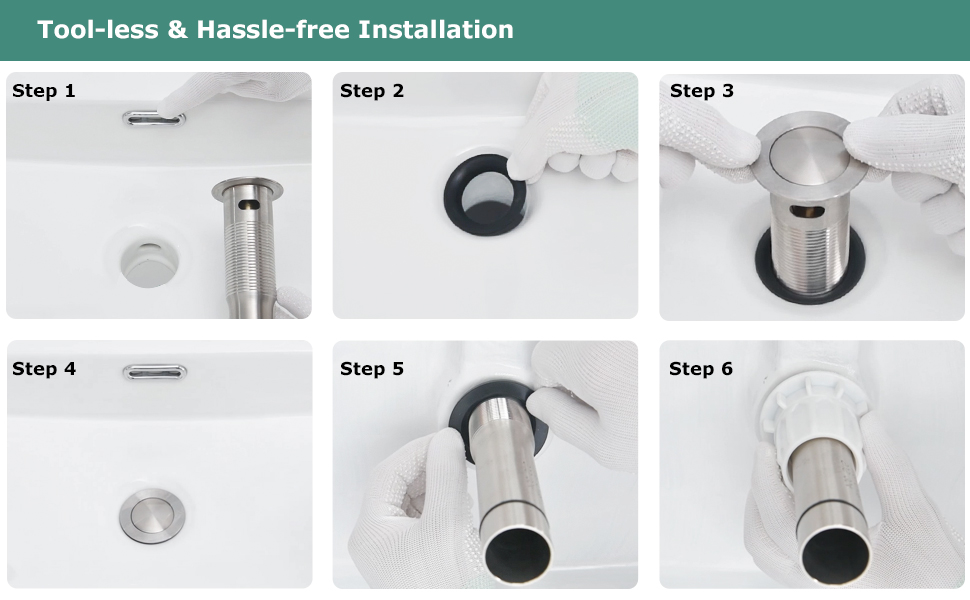 PARLOS Pop up Sink Drain Stopper with Hair Catcher Strainer & Overflow