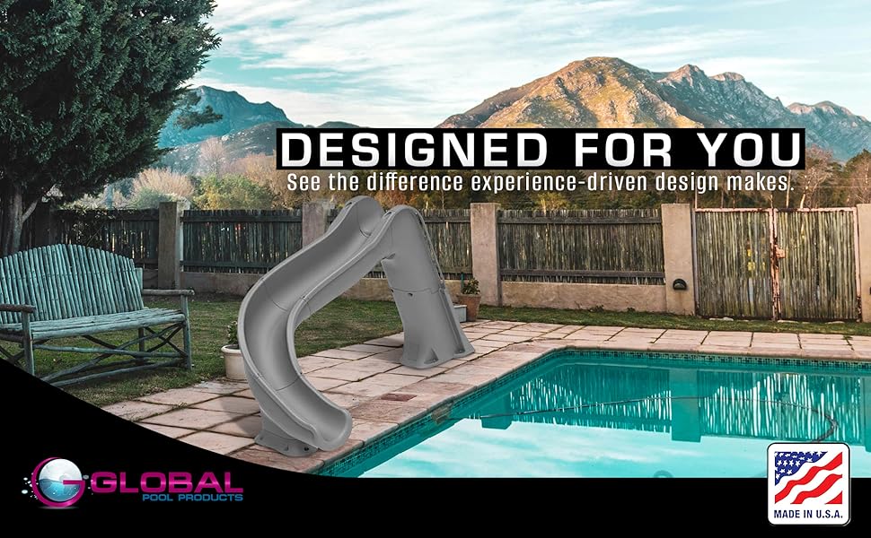 Global Pool Products Inground Pool Slide – Grey Left Curve