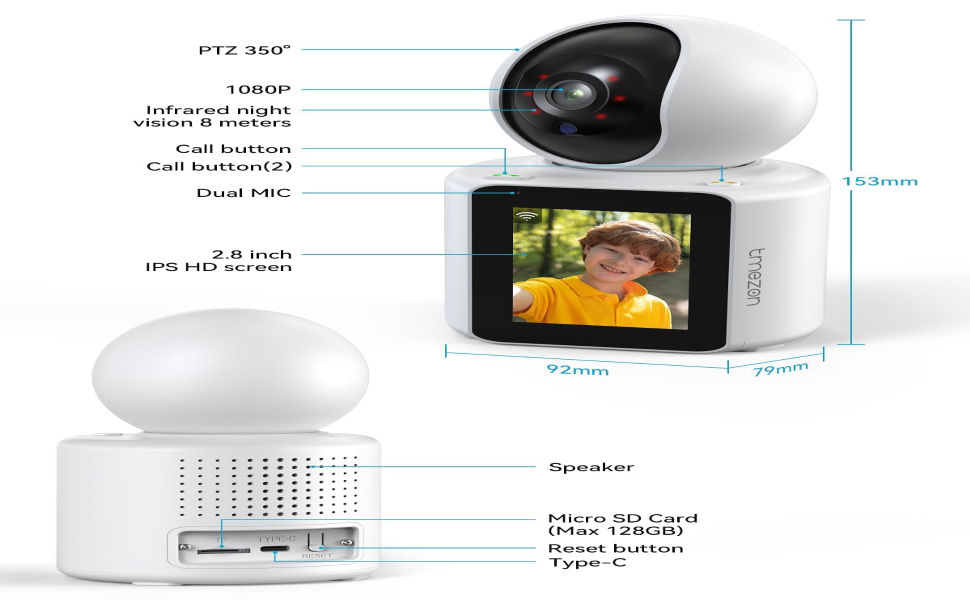 DEATTI Video Pet Dog Camera Indoor Two Way Wireless Security Camera