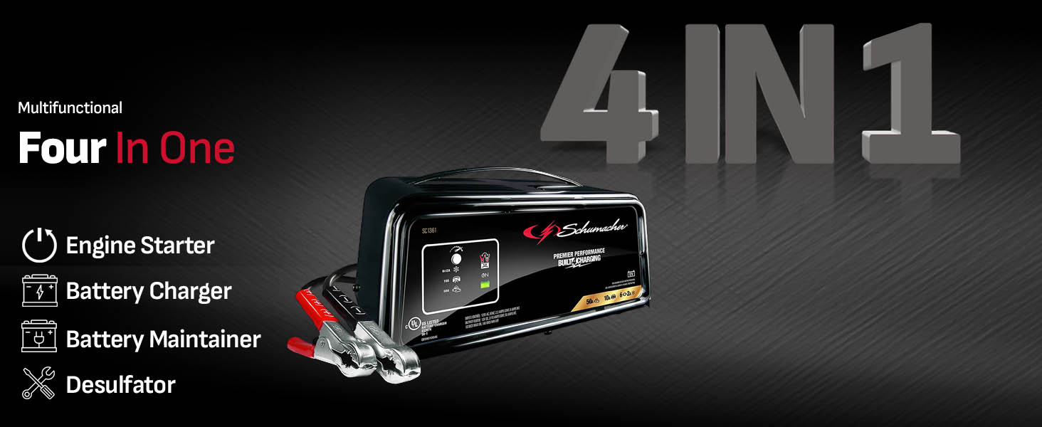 Schumacher SC1361 Fully Automatic Battery Charger, Maintainer, and Starter