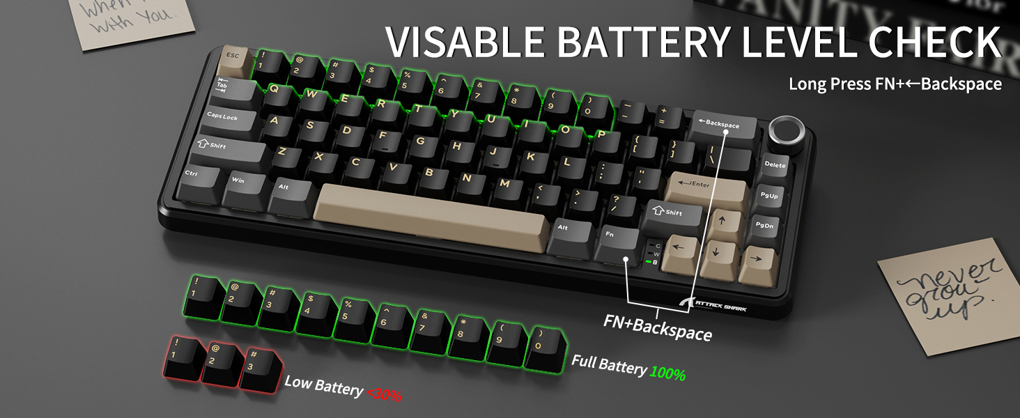 Wired Wireless Bluetooth 60% Mechanical Gaming Keyboard X66 with visable battery level check